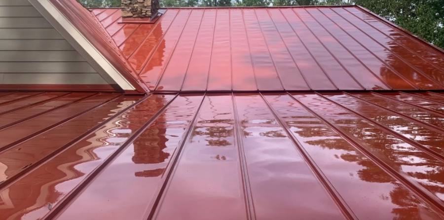 Same metal roof clean after soft wash roof cleaning